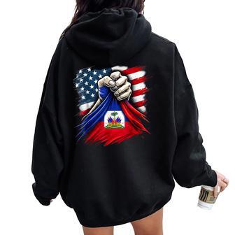 Haitian Princess Haitian Flag Day Usa Flag Haiti Pride Women Women Oversized Hoodie Back Print | Mazezy