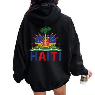 Happy Haitian Flag Day Outfit Kids Proud Haiti Women Oversized Hoodie Back Print - Thegiftio UK