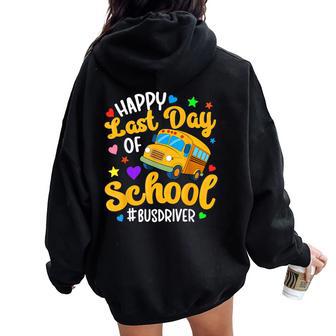Happy Last Day Of School Bus Driver Groovy Summer Break Women Oversized Hoodie Back Print | Seseable UK