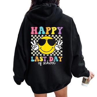 Happy Last Day Of School Smile Face Teacher Student Kids Women Oversized Hoodie Back Print - Thegiftio