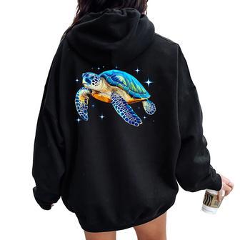 Hawaiian Sea Turtle Hawaii Vacation Beach Summer Women Oversized Hoodie Back Print | Mazezy