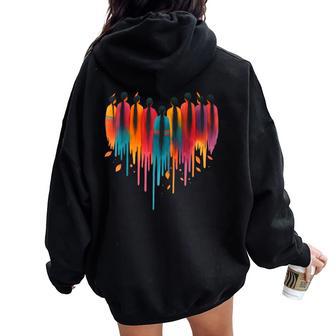 Heart Watercolor Native American Heritage Month Women Oversized Hoodie Back Print - Thegiftio UK