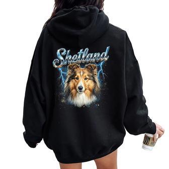Hetlandintage 90S Dog Lover 80'Shetland Hommes S Sweat à capuche oversize pour femme avec imprimé dans le dos - Cadeauxyz