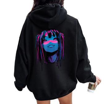 Horror Anime Waifu Girl Japanese Vampire Graphic Women Oversized Hoodie Back Print - Thegiftio