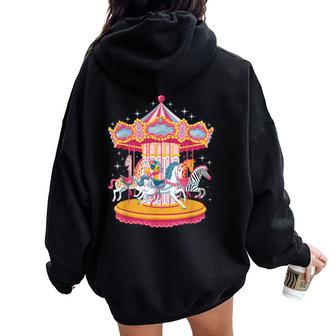 Horse Riding Carousel Rider Country Fair Carnival Fair Women Oversized Hoodie Back Print - Thegiftio UK