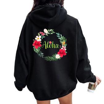 Hula Hula For Lesson Aloha Tropical Hawaïen Hibiscus Mignon Populaire Plumeria Hawaïen Noir Été Sweat à capuche oversize pour femme avec imprimé dans le dos - Cadeauxyz
