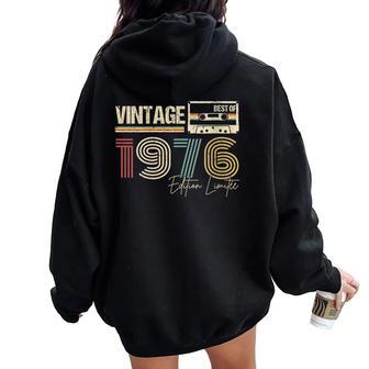 Intage 1976 Anniversaire Légende Cassette Rétro Sweat à capuche oversize pour femme avec imprimé dans le dos - Cadeauxyz