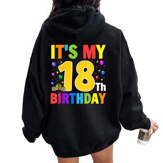 It's My 18歳の誕生日プレゼント。18歳のティーンの男の子と女の子に。 レディース オーバーサイズ パーカー バックプリント - Kawaiitshirt