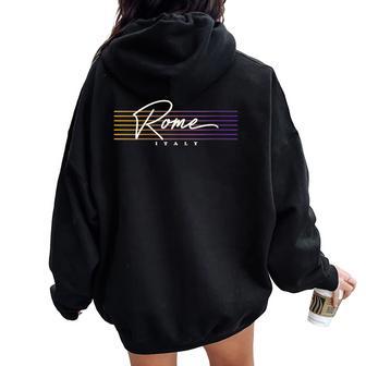 Italia Nostálgico Estilo Retro Roma Cuello Women Oversized Hoodie Back Print - Regaloses