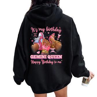 Its My Birthday Gemini Queen High Heels Sneakers Nails Women Oversized Hoodie Back Print | Mazezy