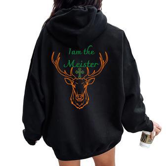 Jaegermeister Meister Deer Family Dad Mum Cheeky レディース オーバーサイズ パーカー バックプリント - Kawaiitshirt