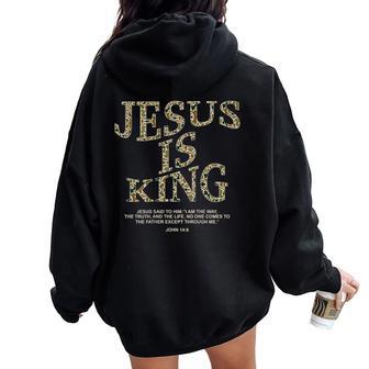 Jesus Is King Camo Christian Cross God Faith Bible On Back Women Oversized Hoodie Back Print | Seseable UK