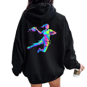 Joueur De Handball Enfant Fille Sweat à capuche oversize pour femme avec imprimé dans le dos - Cadeauxyz