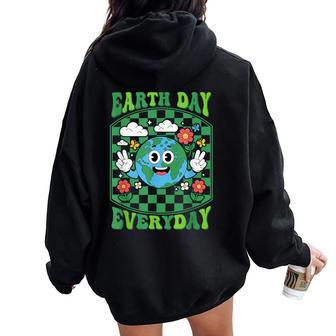 Journée De La Terre Environnement Quotidien Pour Enfants Filles Garçons Enseignants Sweat à capuche oversize pour femme avec imprimé dans le dos - Cadeauxyz