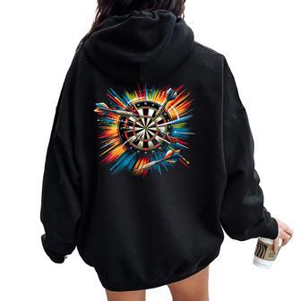 Jugador De Dardos Dardos Cuello Women Oversized Hoodie Back Print - Regaloses