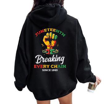 Junenth Breaking Every Chain Black African Kids Women Oversized Hoodie Back Print - Thegiftio UK