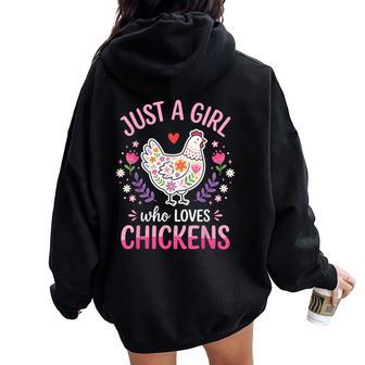 Just A Girl Who Loves Chickens Women Oversized Hoodie Back Print | Seseable UK