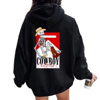 Kille-Rs Vintage Cowboy Western Skeleton Women Women Oversized Hoodie Back Print - Thegiftio UK