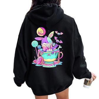 Lapin Occulte Kawaii Menhera Pastel Gothique Mignon Sweat à capuche oversize pour femme avec imprimé dans le dos - Cadeauxyz