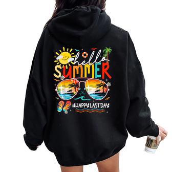 Last Day Of School Hello Summer Vacation Teacher Student Women Oversized Hoodie Back Print - Thegiftio UK