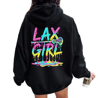 Lax Girl Lacrosse Ice Cream Drip Women Oversized Hoodie Back Print | Mazezy