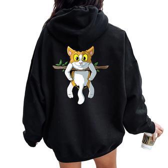 Le Chat Mignon Accrocheur La Branche Sweat à capuche oversize pour femme avec imprimé dans le dos - Cadeauxyz