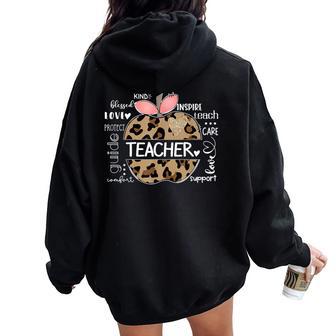 Leopard Teacher Appreciation Women Oversized Hoodie Back Print - Thegiftio UK