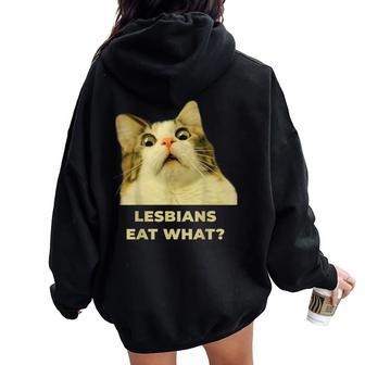 Lesbians Eat What Cat Lgbt Pride For Women Women Oversized Hoodie Back Print - Thegiftio UK