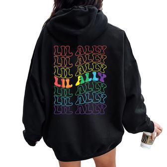 Lil Ally Rainbow Gay Flag Retro Lgbtq Pride Boys Girls Kids Women Oversized Hoodie Back Print - Thegiftio UK