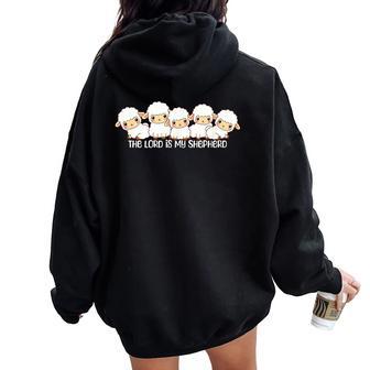 The Lord Is My Shepherd Sheep Christian Women Oversized Hoodie Back Print - Thegiftio UK