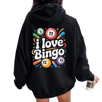 I Love Bingo Colorful Balls Women Oversized Hoodie Back Print - Thegiftio UK