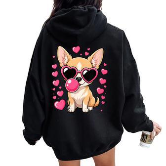 Lunettes Deoleil En Forme De Cœur Chihuahua Pour Laaint-Valentin Sweat à capuche oversize pour femme avec imprimé dans le dos - Cadeauxyz