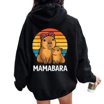 Mamabara Capybara Mother Women Oversized Hoodie Back Print - Thegiftio UK