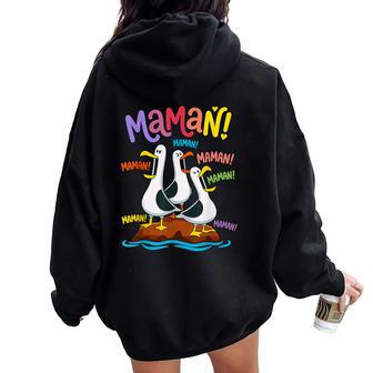 Maman Maman Maman Mouette Rigolo Graphique Oiseau Mer Sweat à capuche oversize pour femme avec imprimé dans le dos - Cadeauxyz