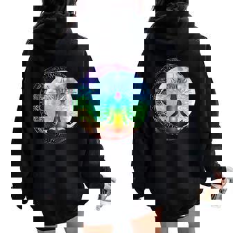 Mandala Pleine Lune Chakra Méditation Sweat à capuche oversize pour femme avec imprimé dans le dos - Cadeauxyz
