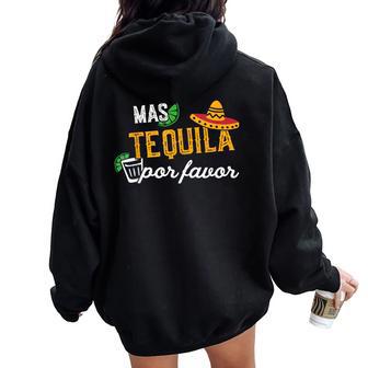 Mas Tequila Por Favor Hombres & Es Lemon Cinco De Mayo Women Oversized Hoodie Back Print - Regaloses