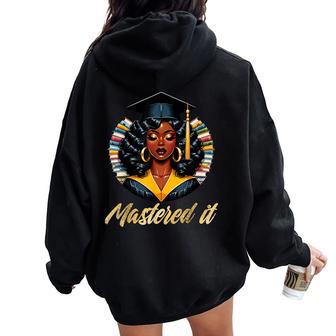 Mastered It Black Queen Afro Graduate Master's Degree Women Oversized Hoodie Back Print - Thegiftio UK