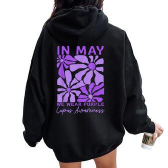In May We Wear Purple Lupus Awareness Boho Floral Women Women Oversized Hoodie Back Print - Thegiftio UK
