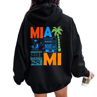 Miami Florida Souvenir Beach Holiday Miami Women Oversized Hoodie Back Print - Thegiftio