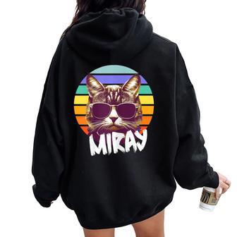 Miray Joli Prénom De Fille Avec Un Chat Cool Sweat à capuche oversize pour femme avec imprimé dans le dos - Cadeauxyz