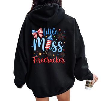 Miss Firecracker 4Th July America Patriot Toddler Girl Kids Women Oversized Hoodie Back Print - Thegiftio UK