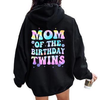 Mom Of The Birthday Twins Girls Kids Party Retro Bday Women Oversized Hoodie Back Print - Thegiftio UK