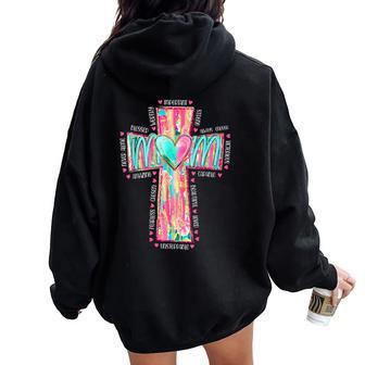 Mom Mama Mommy Mother's Day Jesus Christian Cross Tie Dye Women Oversized Hoodie Back Print | Mazezy