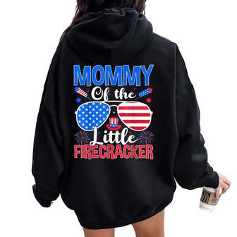 Mommy Of The Little Firecracker 4Th Of July Mom Women Oversized Hoodie Back Print - Thegiftio UK