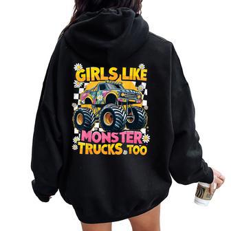 Monster Trucks Girls Like Monster Trucks Too Women Oversized Hoodie Back Print - Thegiftio UK