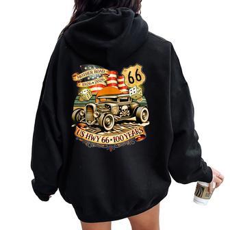Mother Road Us Highway 66 Centennial 100 Years Anniversary Women Oversized Hoodie Back Print - Thegiftio UK