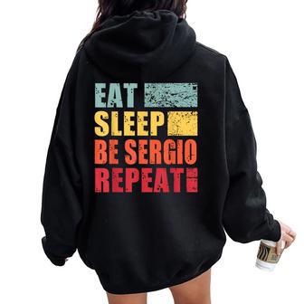 Nombre Personalizado Eatleep Beergio Women Oversized Hoodie Back Print - Regaloses