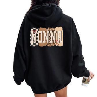 Nonna Leopard Print Checkered Collage Italian Grandma Women Oversized Hoodie Back Print - Thegiftio UK