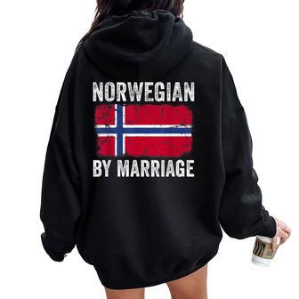 Norwegian By Marriage Norway Flag Husband Wife Women Oversized Hoodie Back Print | Seseable UK