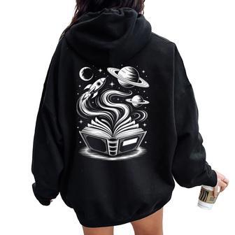 Novedad Universo Libros Galaxy Aventura Dibujo Es In Mangas Women Oversized Hoodie Back Print - Regaloses